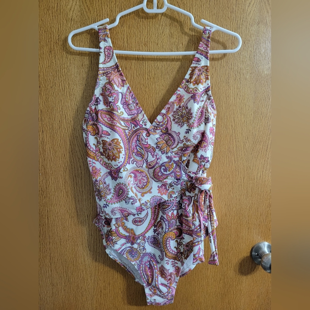 Shade & Shore Paisley One Piece Swimsuit - Pink and Orange